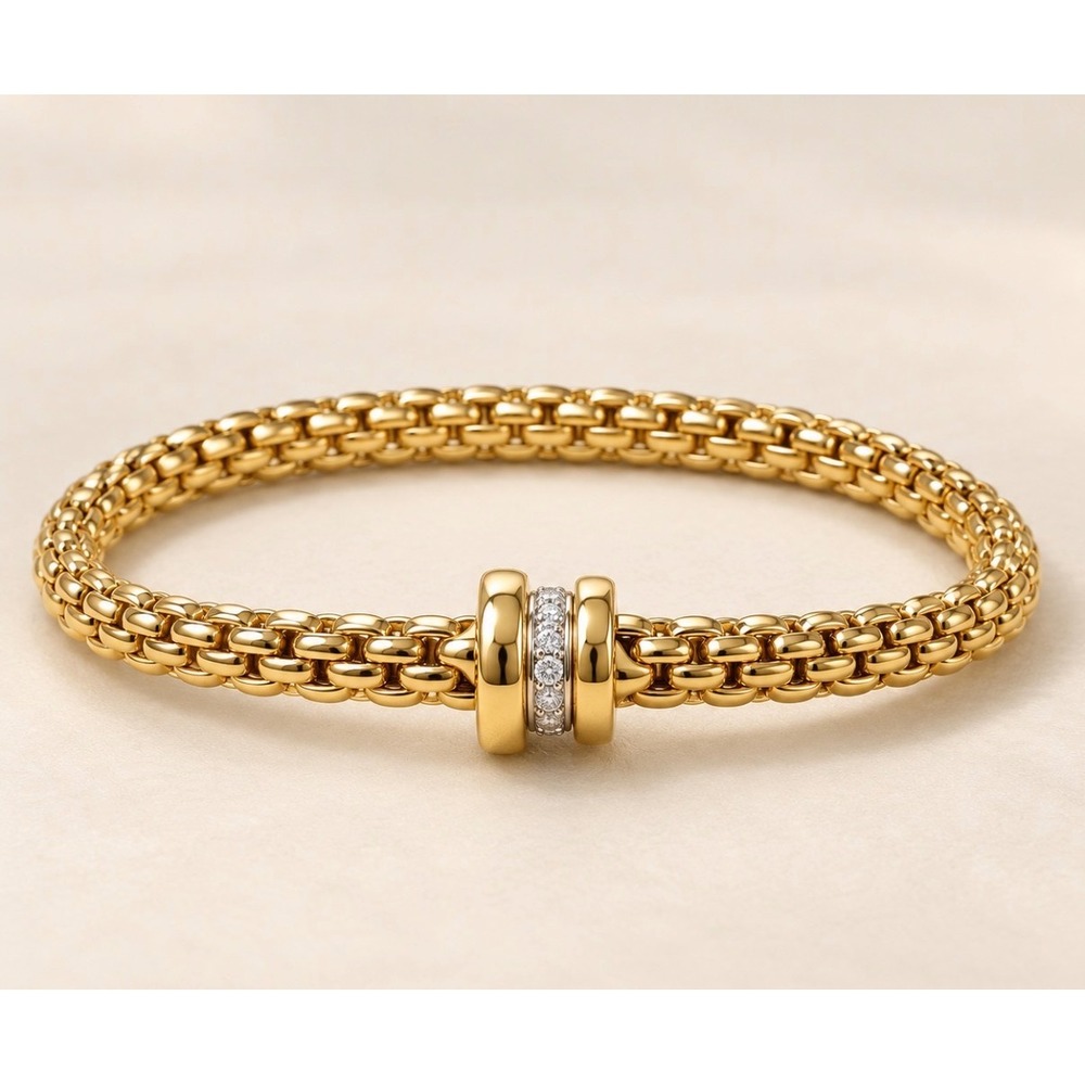 FOPE Flex'it 18K Yellow Gold Diamond Bracelet 16.70g Italy Box Certificate